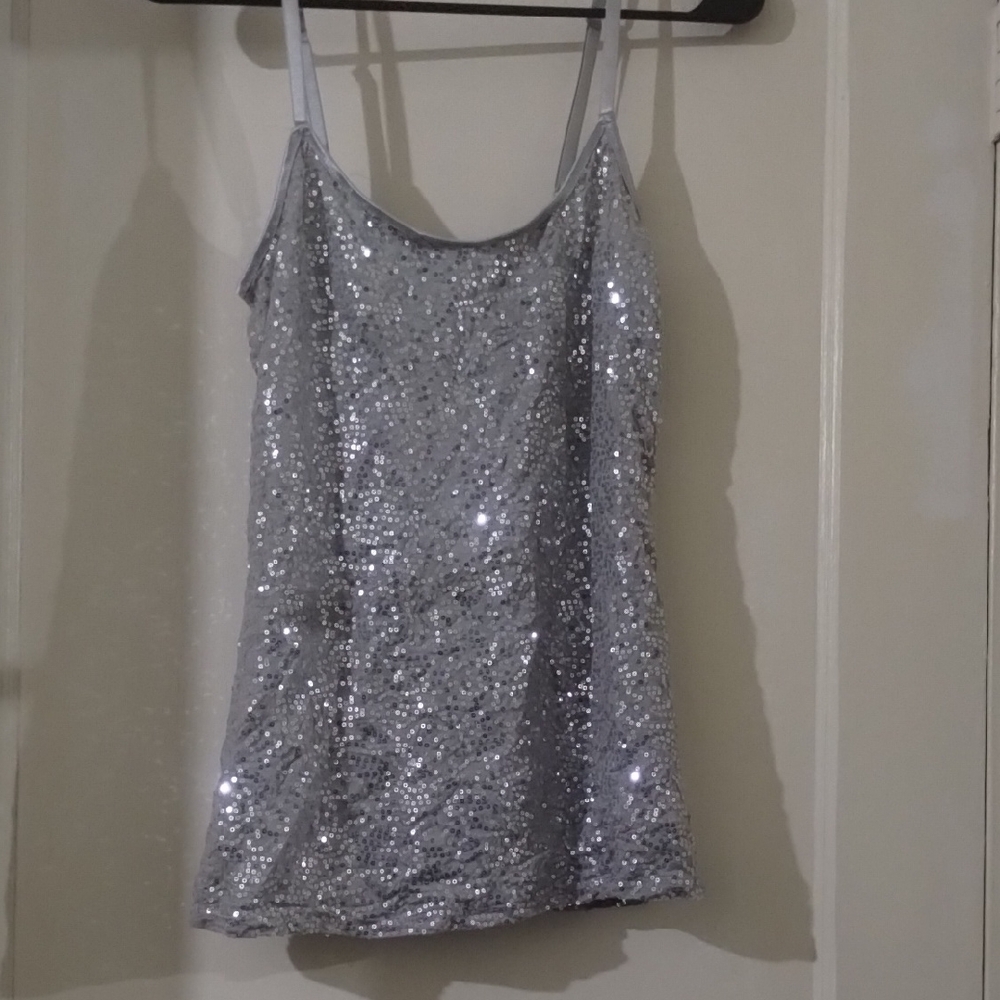 Heart & Hips Silver Sequin Tank Top